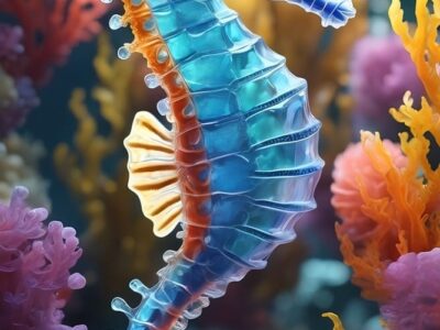 Het zeepaardmannetje bevalt van de baby's